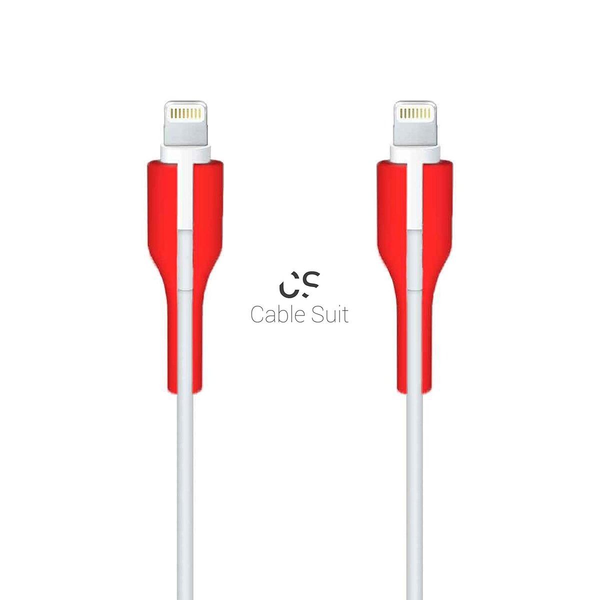 Cable Suit iPhone Lighting, Kablo Koruyucu, Konnektör 2’li (Kırmızı)