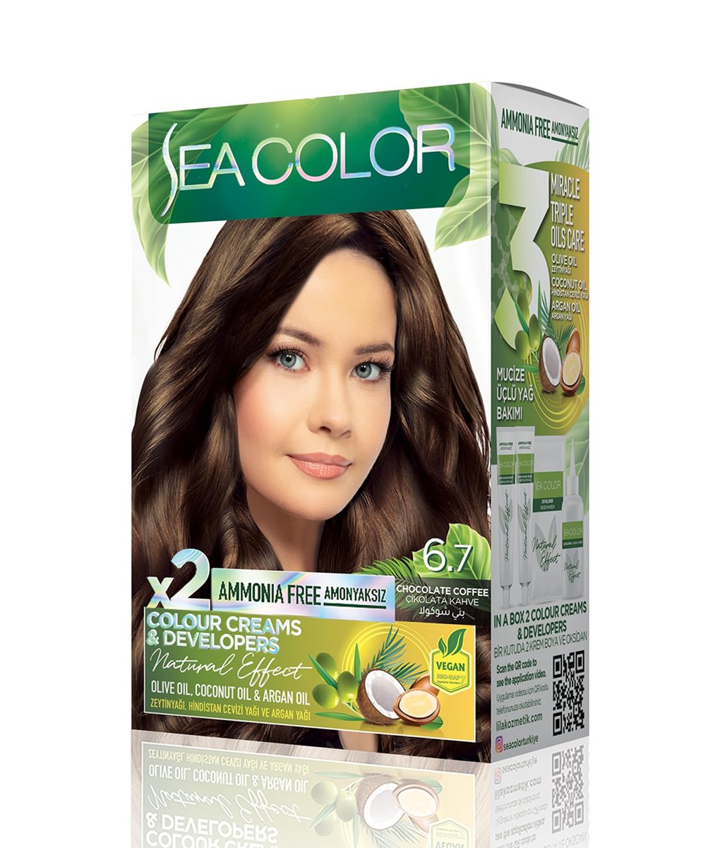 SEA COLOR Amonyaksız, Vegan, Doğal, Besleyici Kalıcı Saç Boyası%100 Beyaz Kapama (1 PAKET 2 x 50 ml
