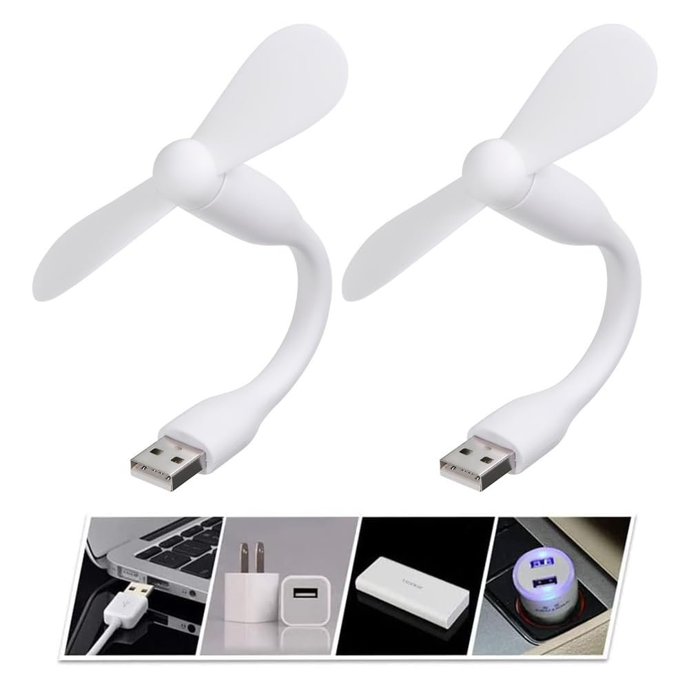 GüncelÇarşı Mini USB vantilatör, Esnek Mini Fan, El Vantilatörü, PC, Powerbank, USB cihazları İle Kullanılabilir, Sessiz Taşınabilir USB Mini Soğutma Fanı Soğutucu, Seyahat Fanı (2 ADET)