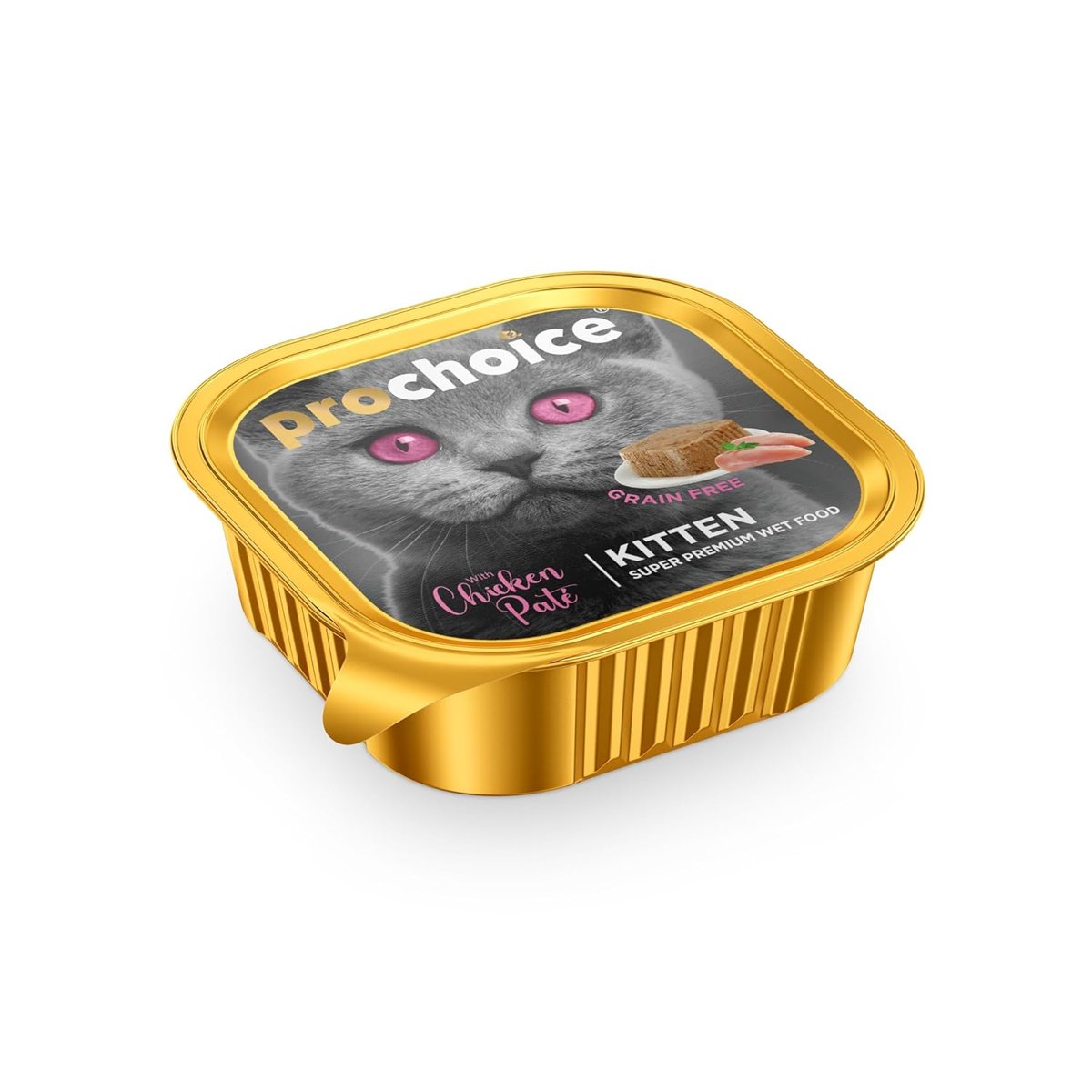 Prochoice Yavru Kediler İçin, Tahılsız, Tavuk Etli Ezme, 100 g x 16 adet