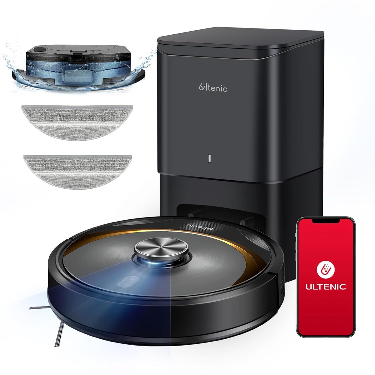 Ultenic T10 Elite Robot Vacuum Cleaner with Mop, Robotic Vacuum Self Emptying for 45 Days Hands-Free