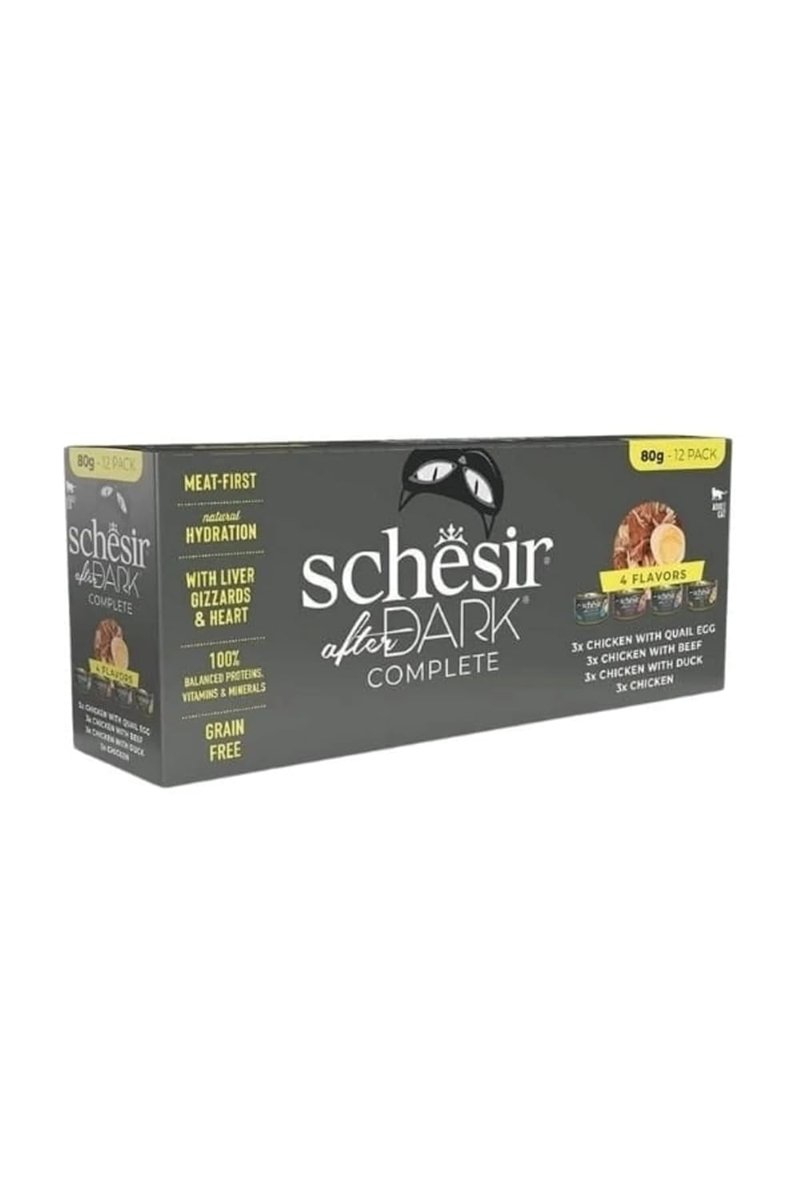 Schesir After Dark Et Suyunda Karışık Lezzetler Yetişkin Konserve Kedi Maması 12 Adet 80 Gr