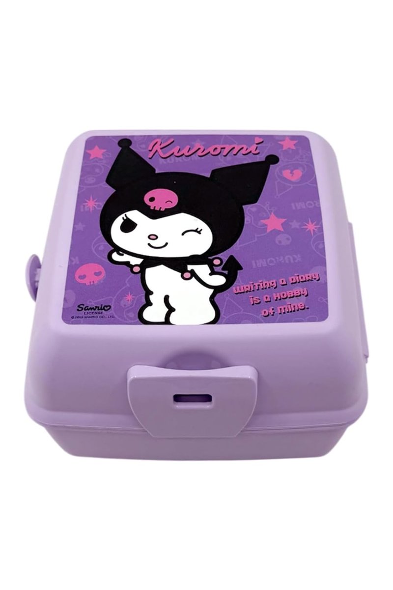 Wiggle Kuromi Temalı Lisanslı 4 Bölmeli Plastik Çocuk Beslenme Kutusu - Yemek Saklama Kabı Kaşık ve