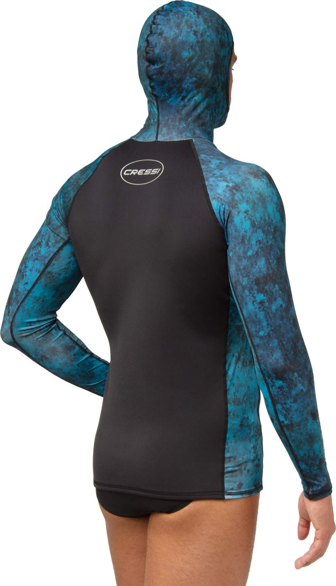 Cressi Üniseks Cobia Hunter Rash Guard Rash Guard su sporları ve göğüs kemiği koruması için kapüşonl