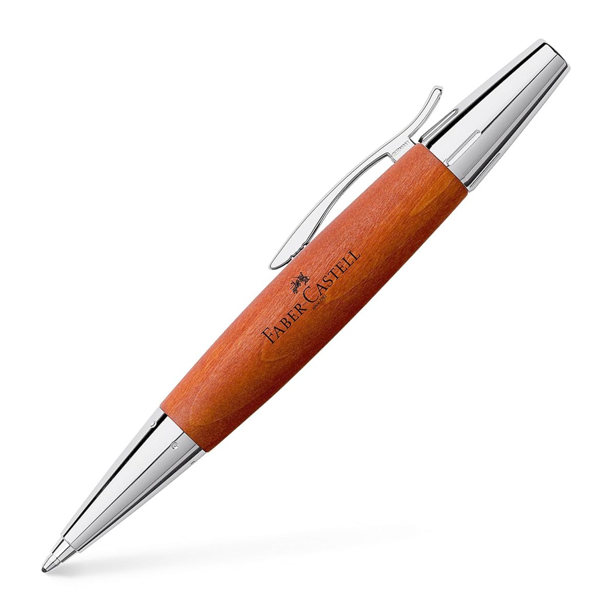 Faber-Castell E-Motion Tükenmez Kalem, Krom/Ahşap Gövde, Mekanizmalı, Kahverengi, B Uç, Yüksek Kapas