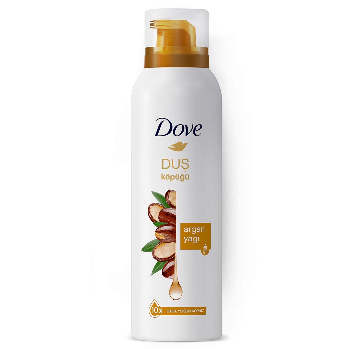 Dove Argan Yağı Duş Köpüğü,10 Kat Daha Yoğun Köpüğe Sahip Kremsi Formül, 200 ml, Beyaz