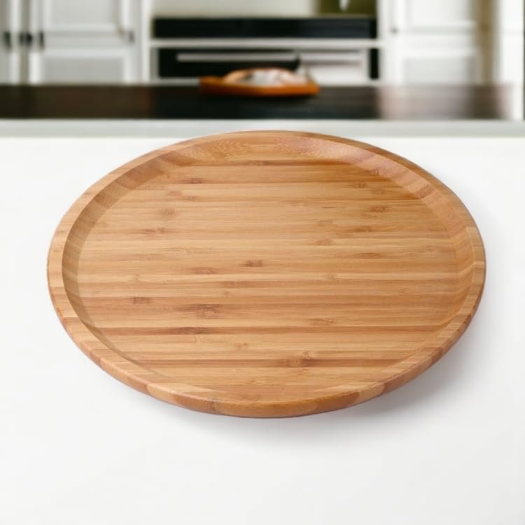 Deconox Bambu Lüx Yuvarlak Servis 30 * 30cm, Sunumluk  Çerezlik Sunum Tabağı