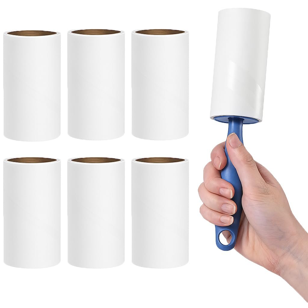 MADPET Tüy Toplayıcı Set – 1 Sap + 6 Rulo – Toplam 360 Yaprak – Kedi Köpek Tüyü ve Toz Temizleyici – Giysi, Mobilya ve Araç Koltuğu İçin – Ekonomik Paket