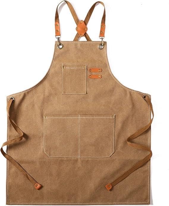 Valkyrie Unisex Kanvas Mutfak Önlüğü Ayarlanabilir Askılı Cepli Barista Garson Servis Önlüğü Kahve