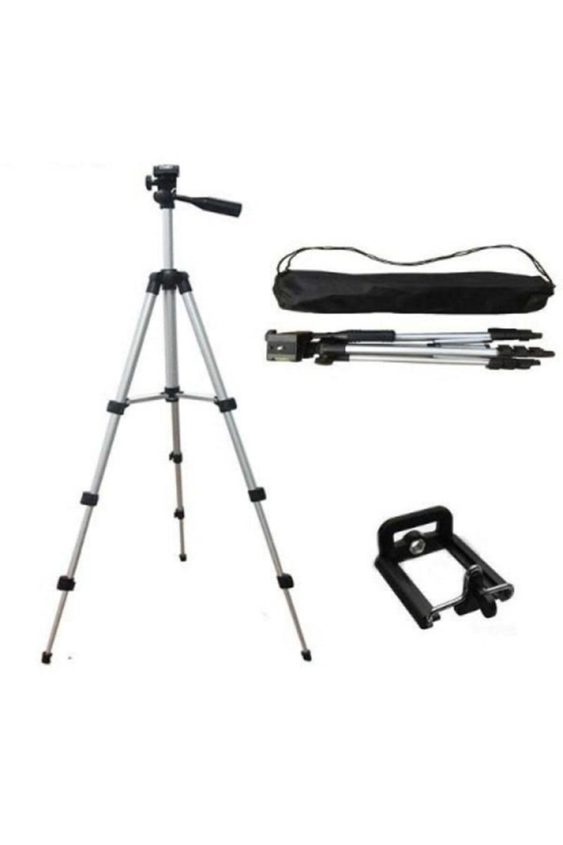 Teknosepetim Katlanabilir Taşıma Çantalı Tripot Telefon Fotoğraf Makinesi Kamera Tutucu Ayak Tripod 105 Cm