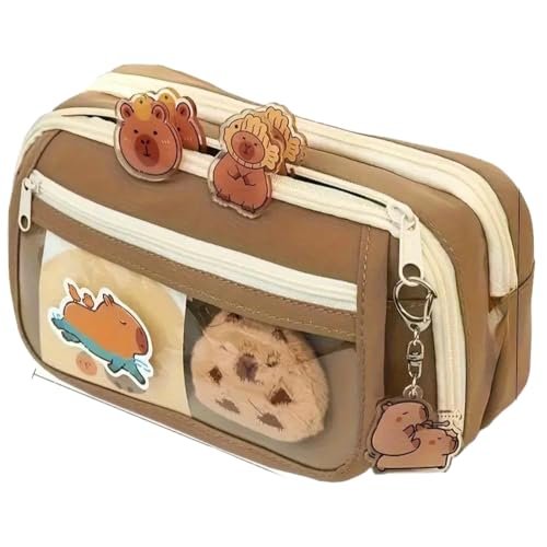 Capybara Kalem Kutusu Kapibara kalemlik büyük kapasiteli aksesuarlı geniş büyük boy Kawaii Kore Tarzı Sevimli Kalem Kutusu (1 ADET DOLL+5 ADET STİCKER DAHİLDİR)