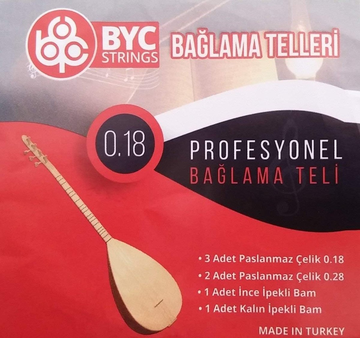 Raymond Joes BYC18 Kısa Sap Bağlama Teli Takım Profesyonel 0.18 Kısa Sap Saz Teli