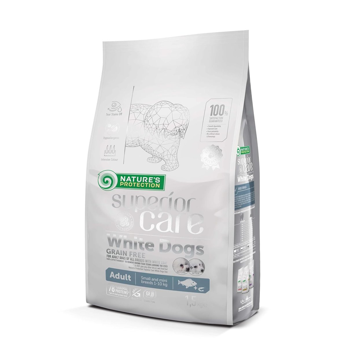 Nature's Protection Superior Care Beyaz Tüylü Köpekler İçin Tahılsız Alabalıklı Küçük Irk Köpek Maması 1,5 Kg