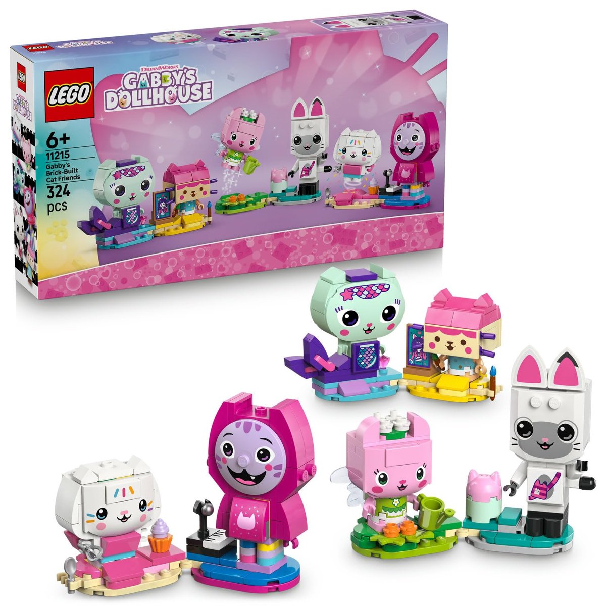 LEGO Gabby’s Dollhouse Gabby’nin Parçalarla İnşa Edilen Kedi Arkadaşları 11215-6 Yaş ve Üzeri Çocukl