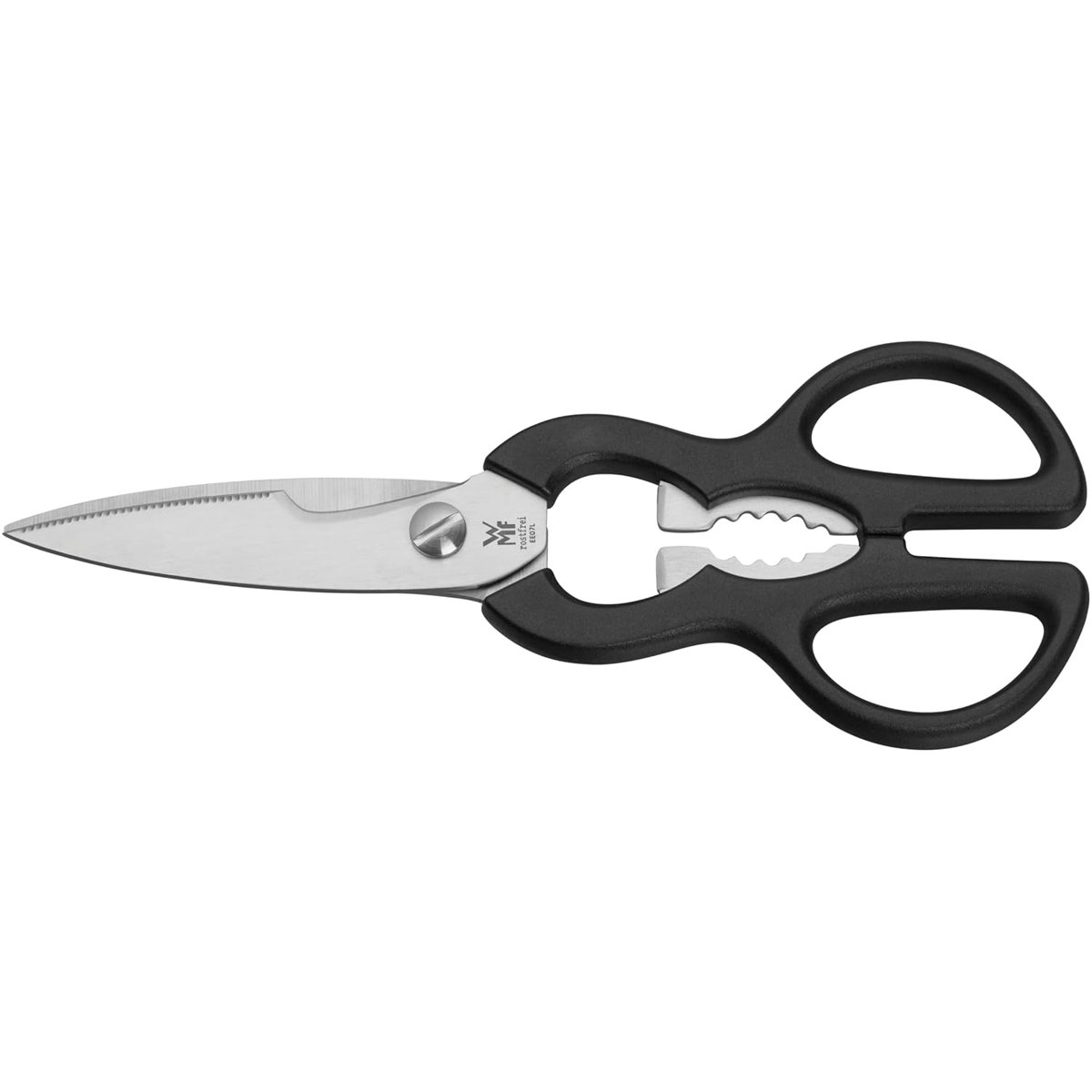 WMF 21 cm Mutfak Makası, Tırtıklı Ağız, Paslanmaz Çelik, Plastik Sap, Şişe Açacaklı Çok Amaçlı Makas