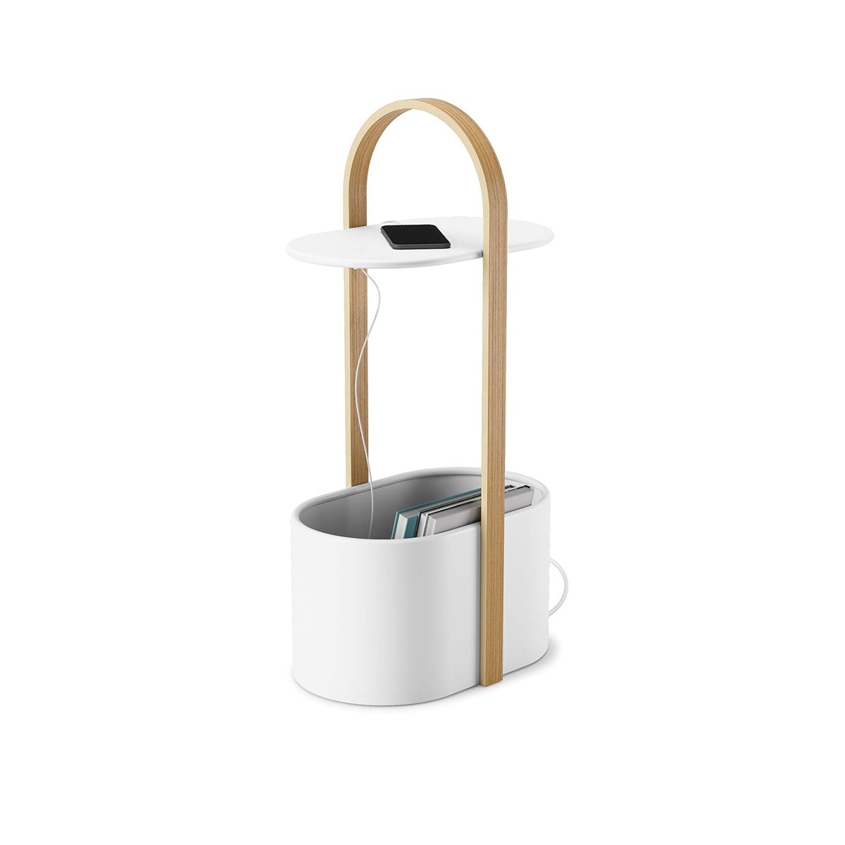Umbra Depolama ve Kablo Yönetimli Bellwood Yan Sehpa, Beyaz 9.5" x 13.7" x 27"