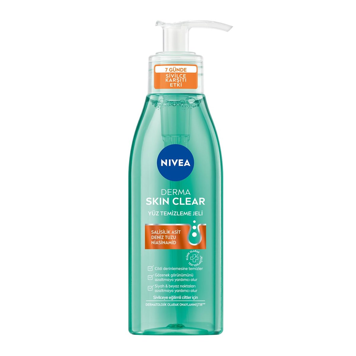 NIVEA Derma Skin Clear Sivilce Karşıtı Yüz Temizleme Jeli 150ml, Gözenek Arındırıcı,Gözenek Görünümü