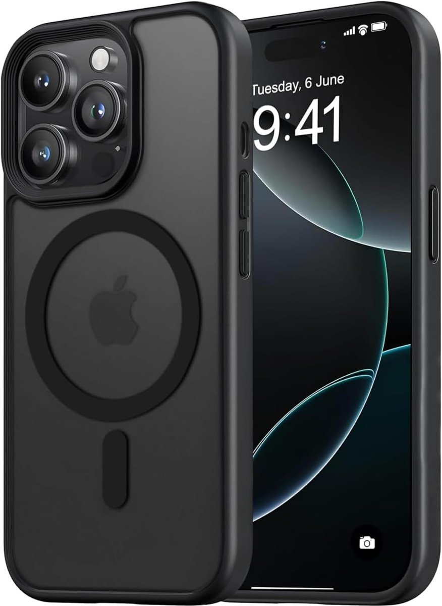 Minesk iPhone 13 ve 14 için Magsafe ile Uyumlu Fusion Mat Serisi Kaliteli Orijinal Versiyon Kılıf Metal Tuş Takımı ve Ultra Güçlü Gerçek Mıknatıslar Şık Tasarım Kılıf (Siyah, 13-14)