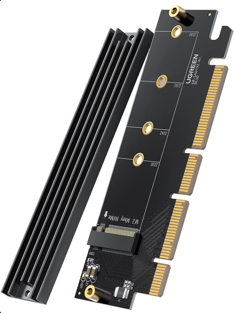 Ugreen PCIe 4.0 x4 x8 x16 Uyumlu 64Gbps NVMe M.2 SSD Dönüştürücü Adaptör
