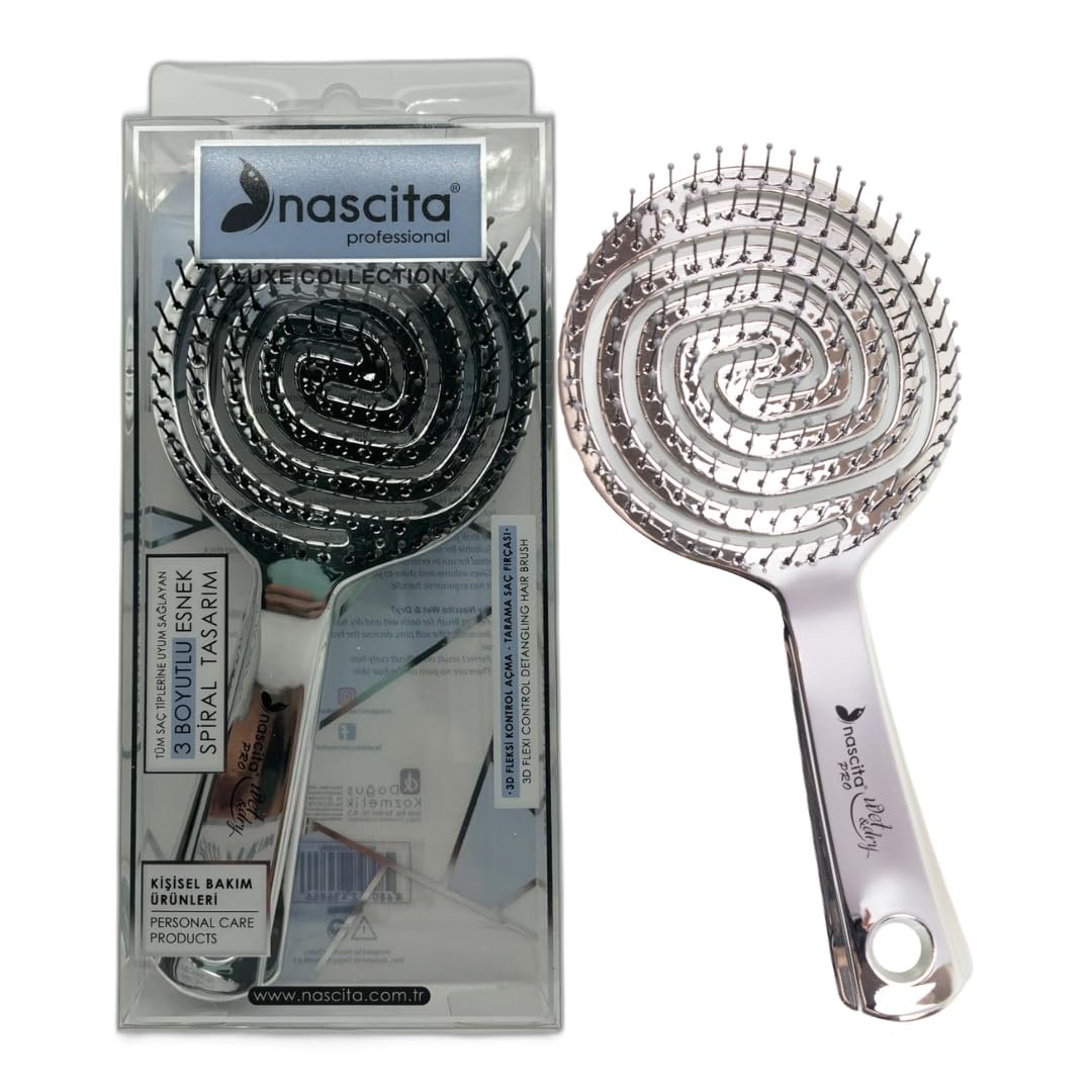 Nascita Pro 3D Flexi Kontrol Açma Tarama Saç Fırçası Gümüş - 35