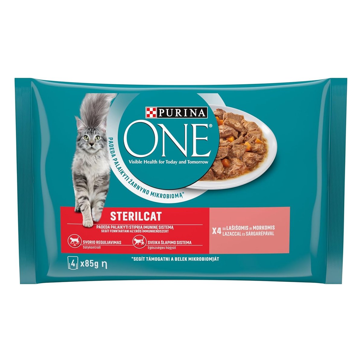 PURINA ONE Somonlu Kısırlaştırılmış Kediler İçin Yaş Kedi Maması 85 Gram, 4 Adet