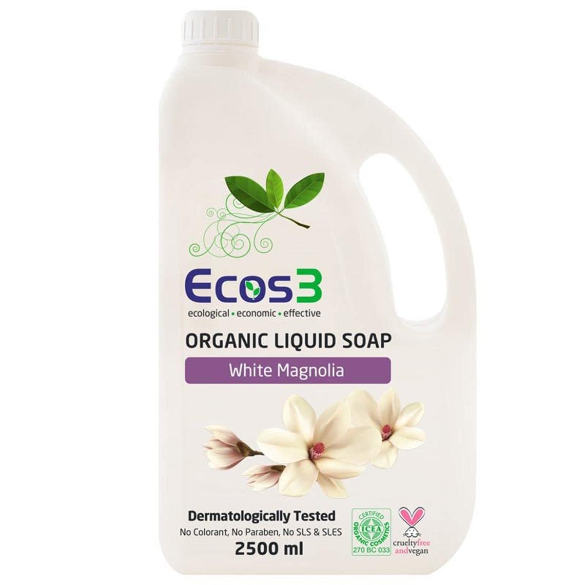 Ecos3 Organik Beyaz Manolya Özlü Parabensiz Sıvı Sabun (1 x 2500 mL)