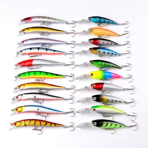Valkyrie 20 Adet Karışık Minnow Crankbait Swimbait Rapala Sahte Yem Olta Seti Balık İğnesi