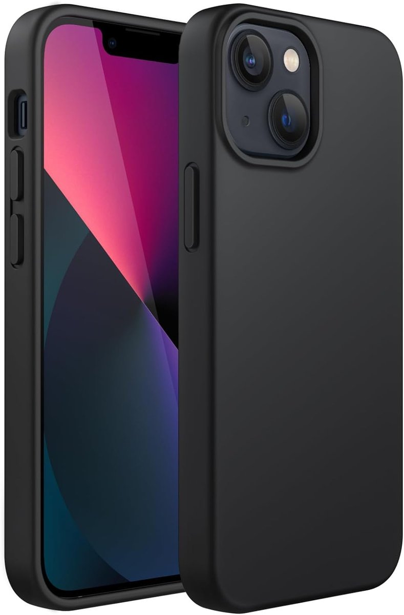GGM GİYİM & AKSESUAR iPhone 14 Plus ile Uyumlu İçi Kadife Dışı Mat Yapıya Sahip Koruma Sağlayan Lansman Silikon Kılıf (Siyah)