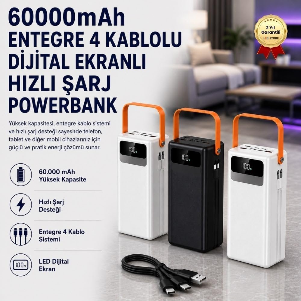 60000Mah Led Işıklı Taşınabilir Powerbank