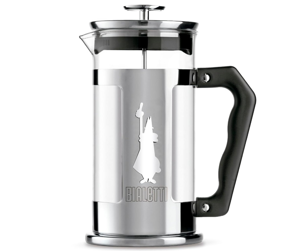 Bialetti - Preziosa French Press: Yaklaşık 1L kapasiteli kahve hazırlayıcı - 18/10 Paslanmaz Çelik Gövde - Bulaşık Makinesinde Yıkanabilen Borosilikat Cam Sürahi - Paslanmaz Çelik Filtre Sistemi