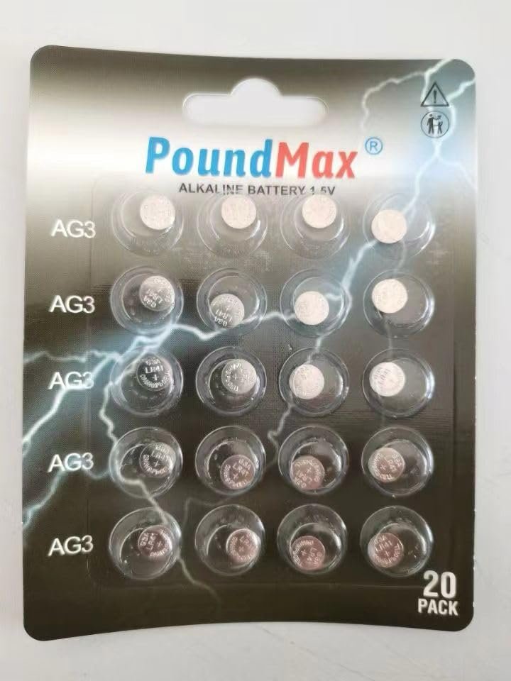 20 X PoundMax AG3 LR41 LR736 / L736 / G3 / G3A / 3GA / 192 / GP192 / V3GA / RW87 1.5V PoundMax Alkalin Düğme Piller Küçük Elektronik Ev Aletleri, Araba Anahtarları, ölçüm cihazları
