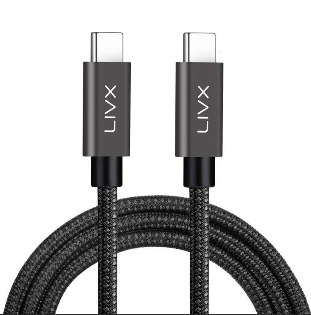 LivX Force 100W Type-C to Type-C USB 3.1 Gen2 10 Gbps 4k@60hz Hızlı Şarj Data ve Görüntü Aktarım Kab