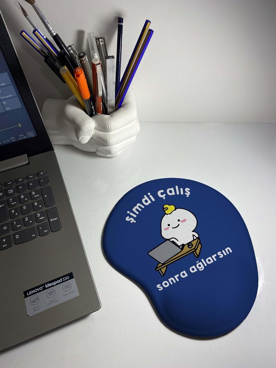 Rakkun Shop - Şimdi Çalış Sonra Ağlarsın Baskılı Bilek Destekli Mouse Pad (lacivert)