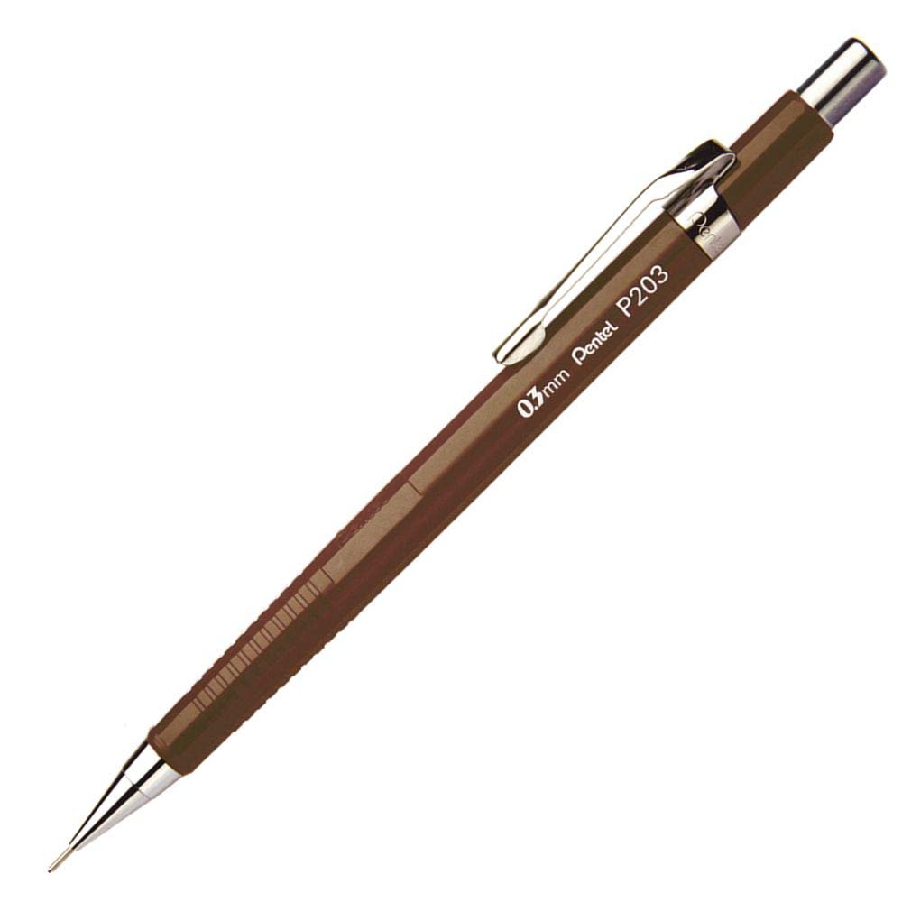 Pentel Teknik Çizim ve Yazı İçin Mekanik Kurşun Kalem, 0.3 mm, Kahverengi, Orijinal Kutusunda