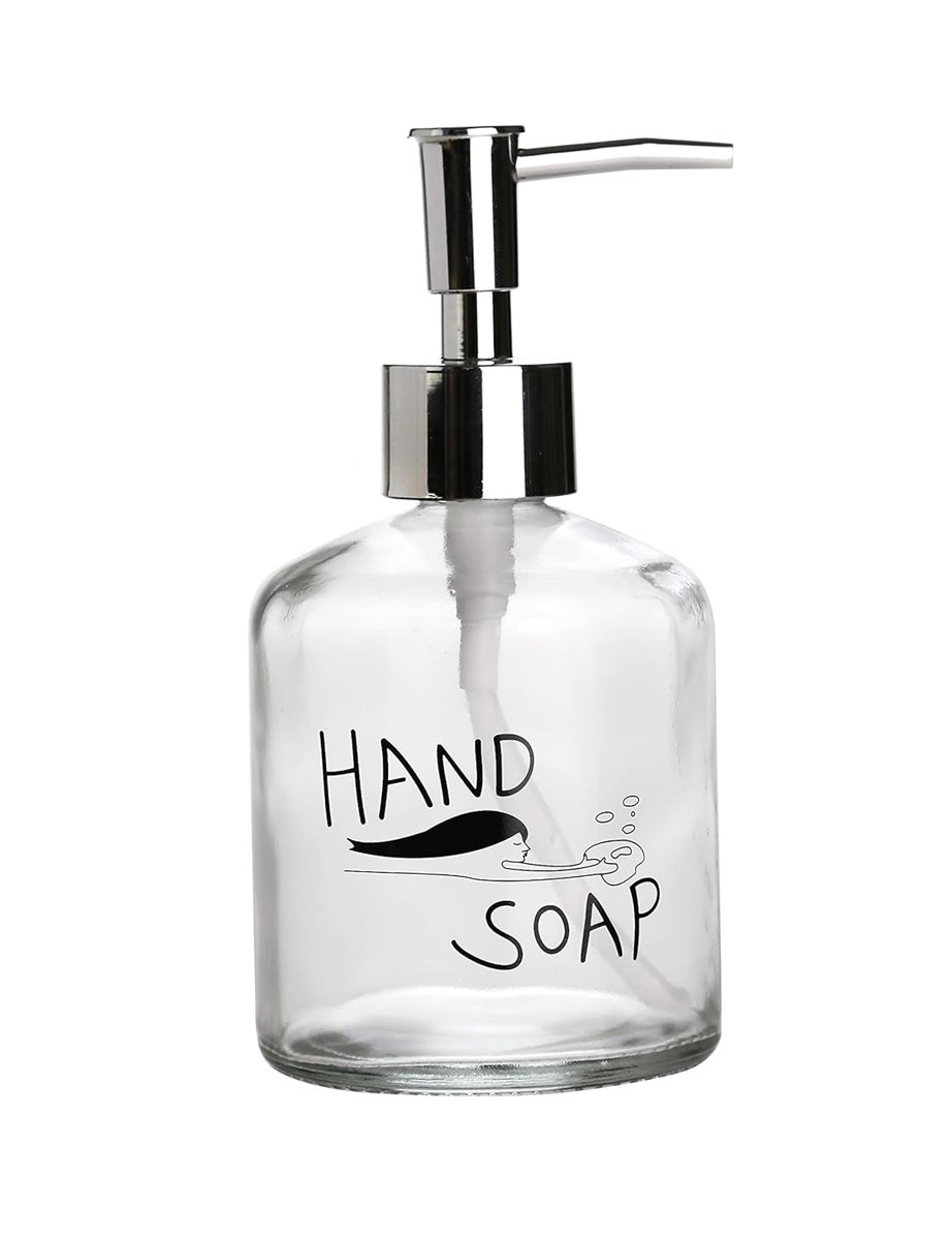 Cam Sıvı Sabunluk,El Sabunu Yazılı 300ml 7,6x15,5cm