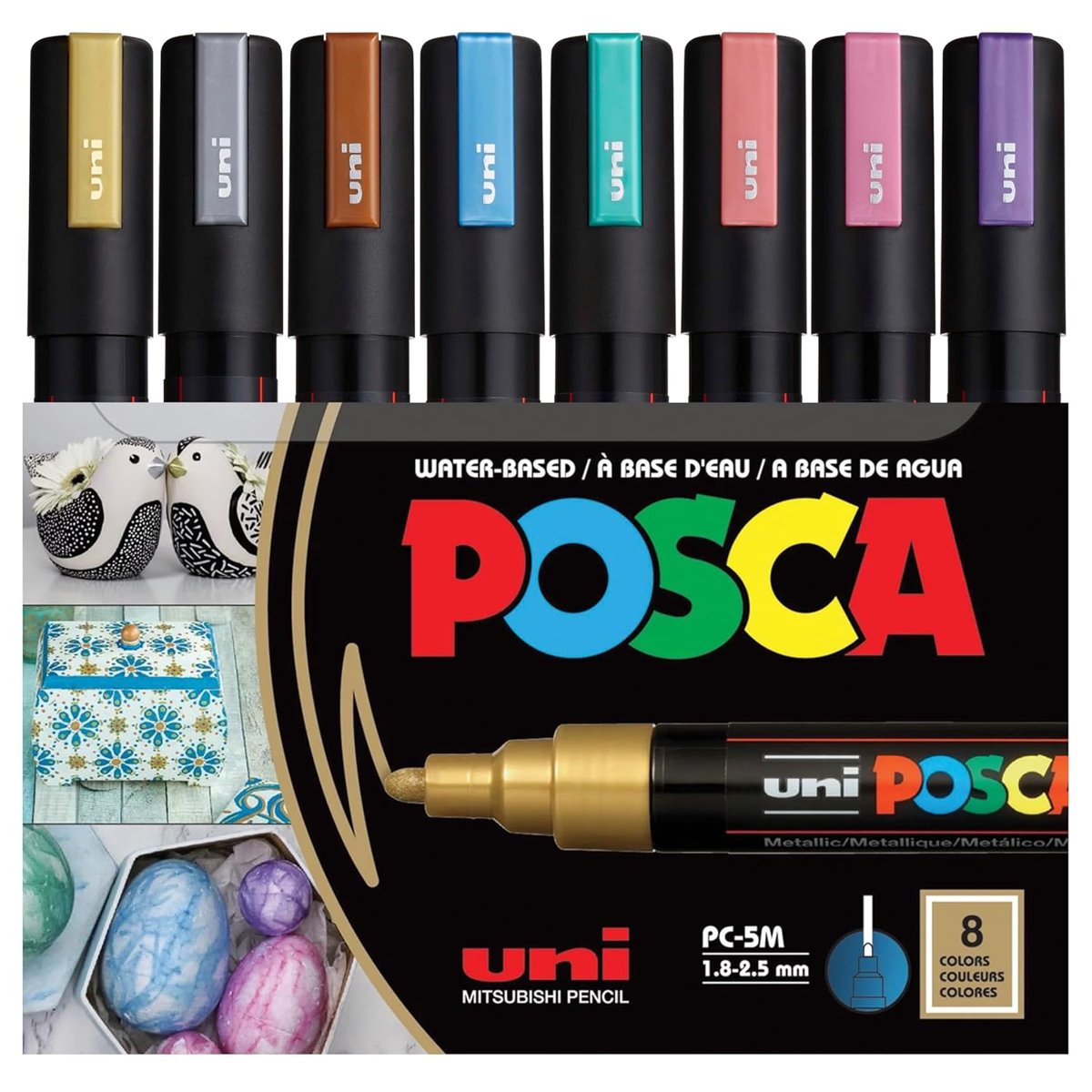 UNİ POSTER MARKÖRÜ POSCA SET PC-5M/8C MC METALİK RENKLER 8 Lİ