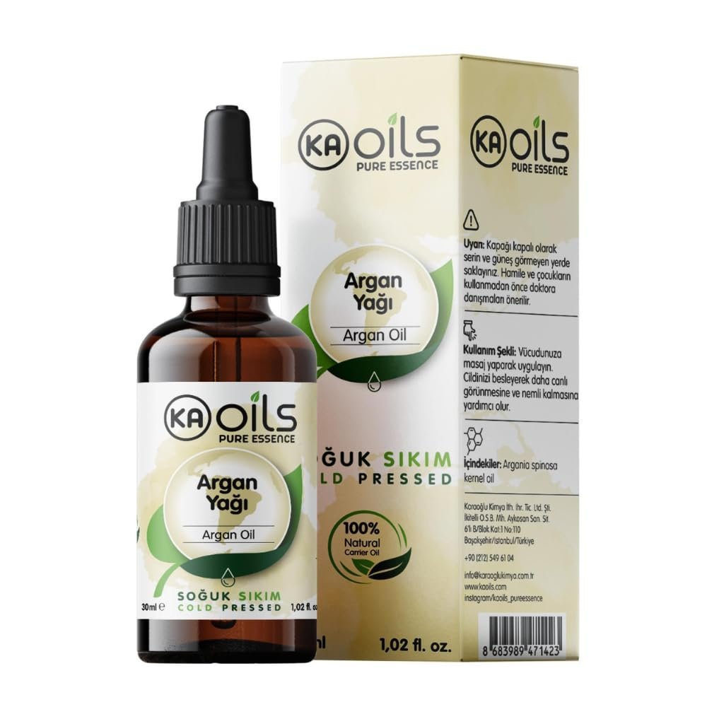 KAOils Argan Yağı 30 ml | 100% Pure Argania Spinosa Kernel Oil | Soğuk Sıkım Doğal Taşıyıcı Yağ | Saç ve Cilt Bakımı İçin Onarıcı Besleyici