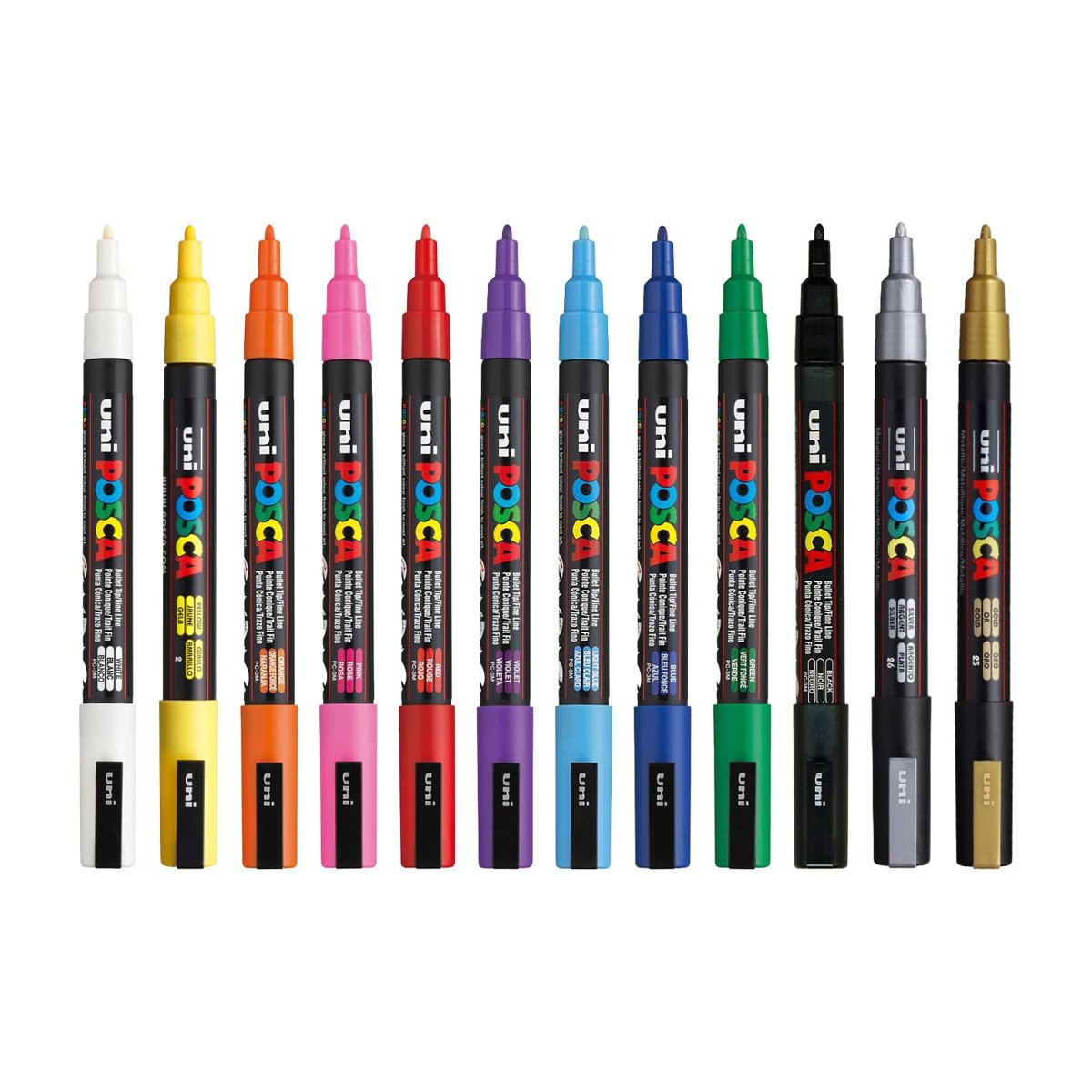 Uni Posca Markör Kalem 3M Set 0.9-1.3 mm Keçe Uçlu (12'li Set)