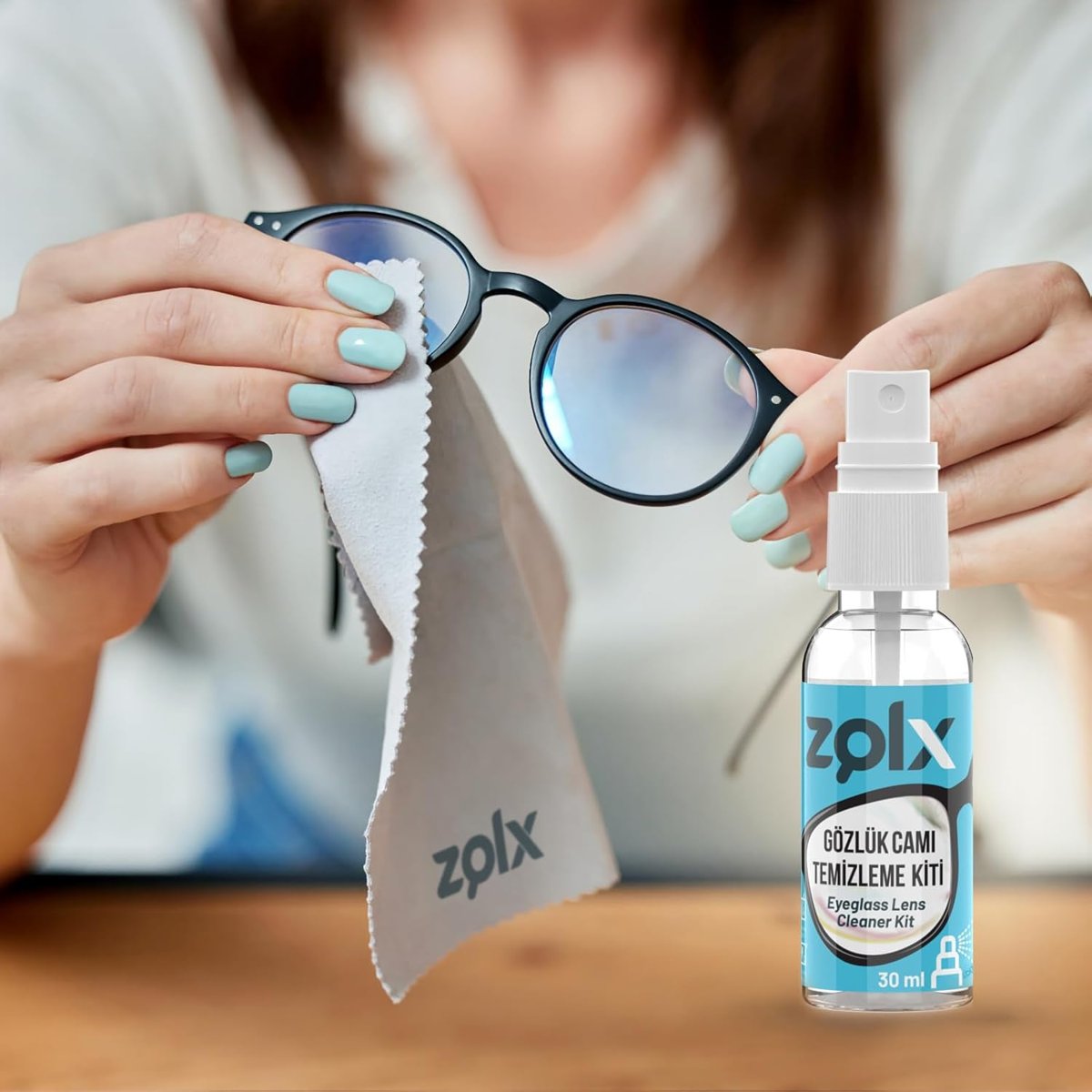 Zolx 30ML Gözlük Camı Temizleme Kiti, Gözlük Temizleme, Gözlük Spreyi, Gözlük Bezi,Temizleme, ekran