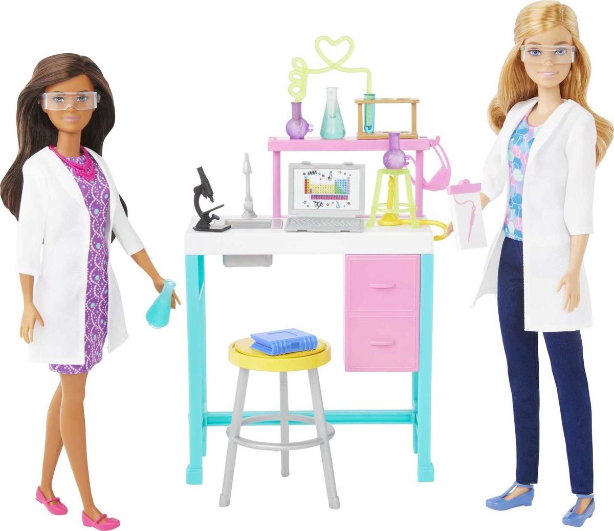 Barbie® Bilim Laboratuarı Oyun Seti, Barbie® Bilim Laboratuvarı oyun seti, 2 bebek, laboratuvar tezgahı ve 10'dan fazla aksesuar, HJY95