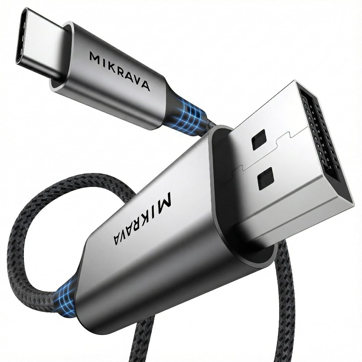 Mikrava USB C DisplayPort 1.4 Kablo (8K@60Hz, 4K@240Hz, 2K@360Hz) HDR HDCP Type C to DP [Thunderbolt 5/4/3, DeX Mode Uyumlu], iPhone 15/16/17 Pro, MacBook, iPad Pro/Air, Samsung S25 Uyumlu (2 Metre)