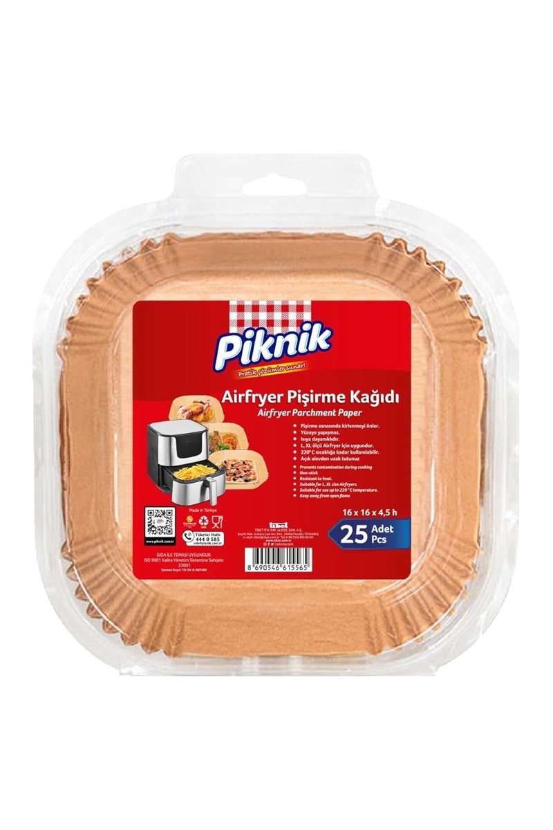 Piknik Airfryer Pişirme Kağidi Kare 25Li