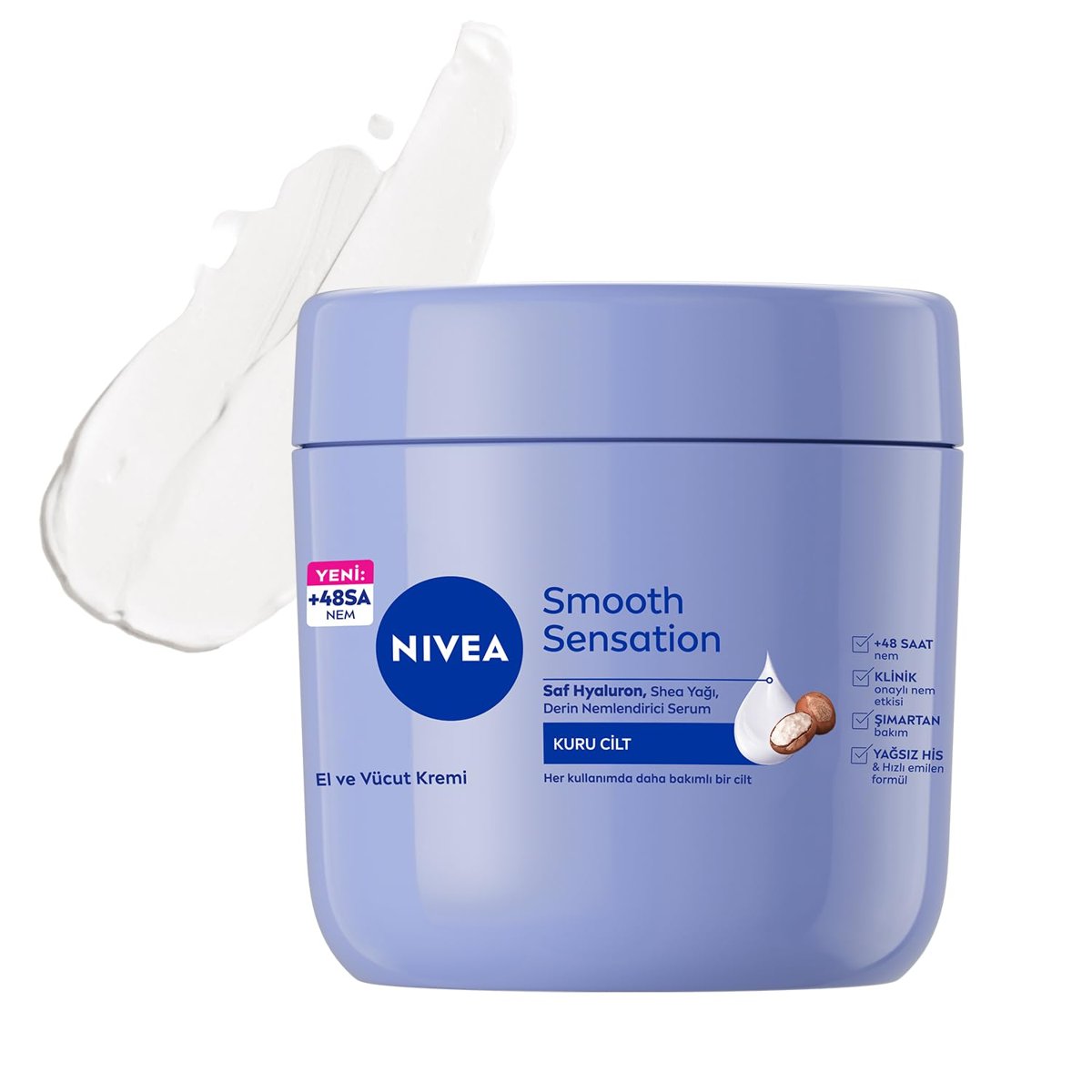 NIVEA Nemlendirici El ve Vücut Bakım Kremi Pürüzsüzleştirici 400 ml, Kuru Ciltler,48 Saat Yoğun Neml