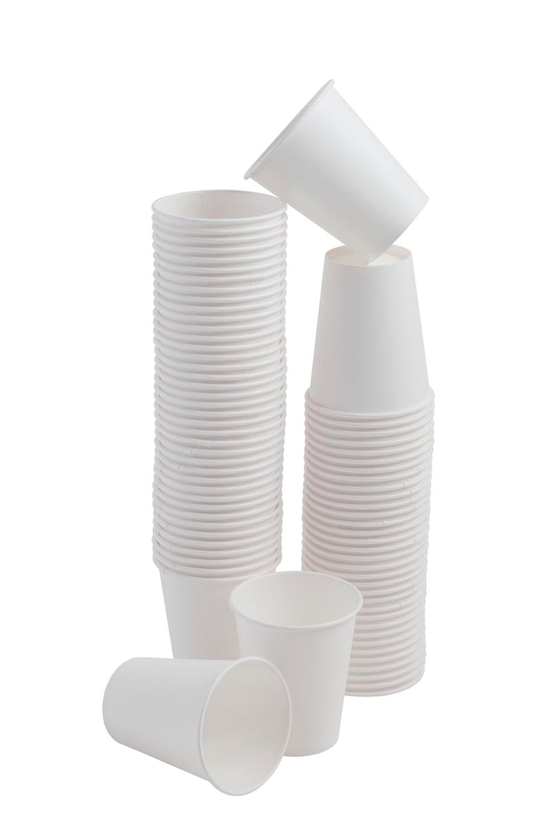 CUPTOYOU 75 adet tek kullanımlık karton bardak 8 oz 250 ml, beyaz sıcak bardaklar, kağıt meyve suyu