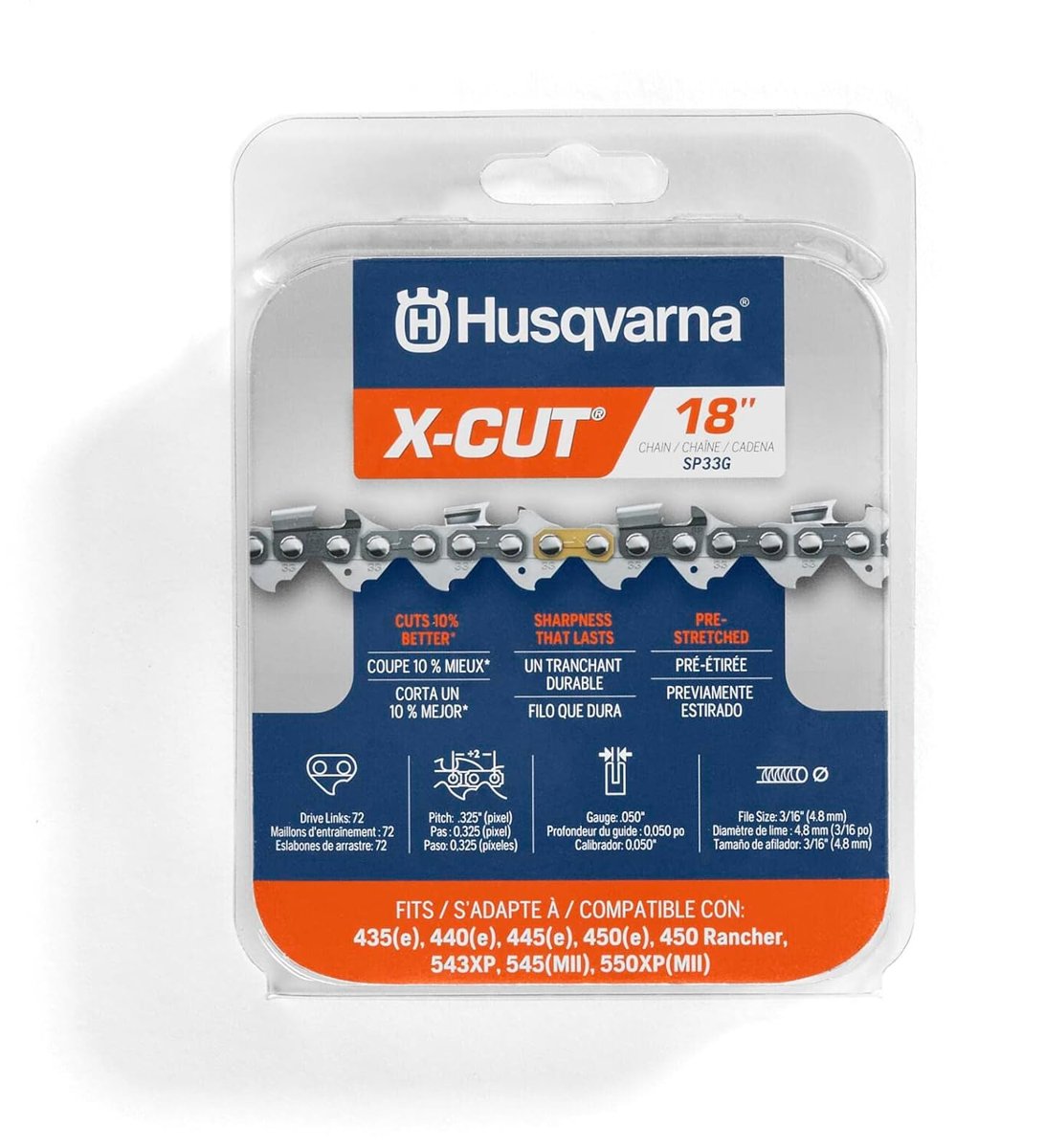 Husqvarna X-Cut Motorlu Testere Zinciri, 46 cm, SP33G, Turuncu/Gri