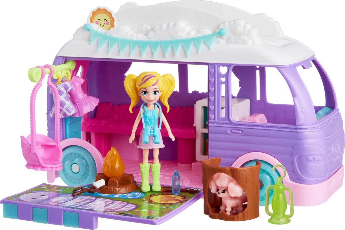 POLLY POCKET™ Muhteşem Karavan Polly Pocket Muhteşem Karavan, bebek ve evcil hayvan oyun seti, kamp