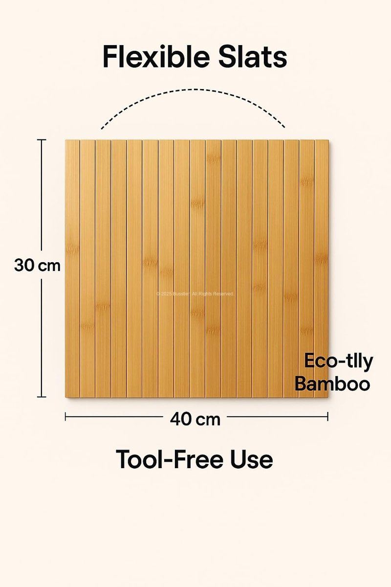 Busstier Bambu Katlanabilir Yan Sehpa 40x29 cm, Koltuk ve Kanepe Kenarı Portatif Tepsi, Amerikan Servisi