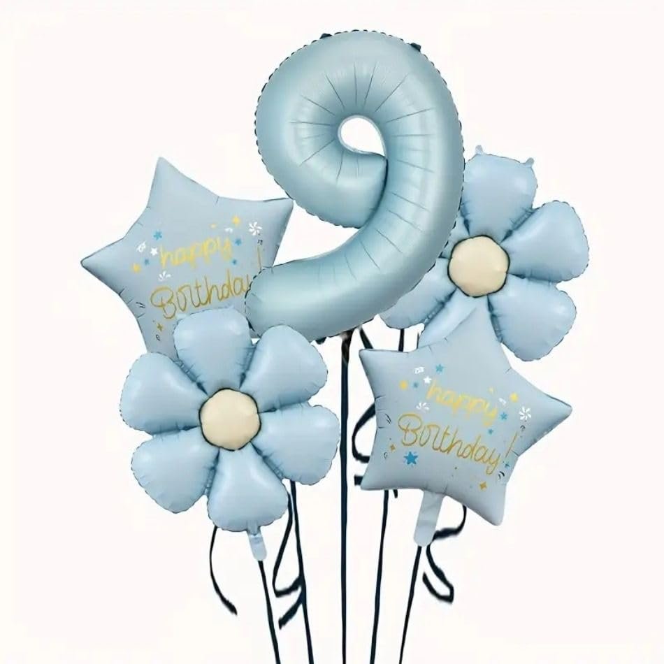 Mavi Happy Birthday 9 Yaş Folyo Balon Set