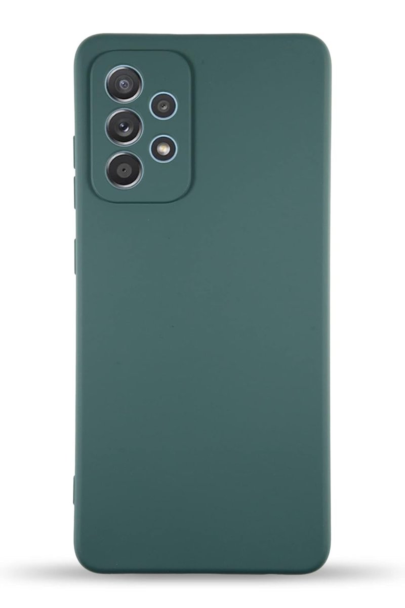 KZY İletişim Samsung Galaxy A52 ile Uyumlu Kapak ile Uyumlu İçi Kadife Kamera Korumalı Lansman Silikon Kılıf - Yeşil