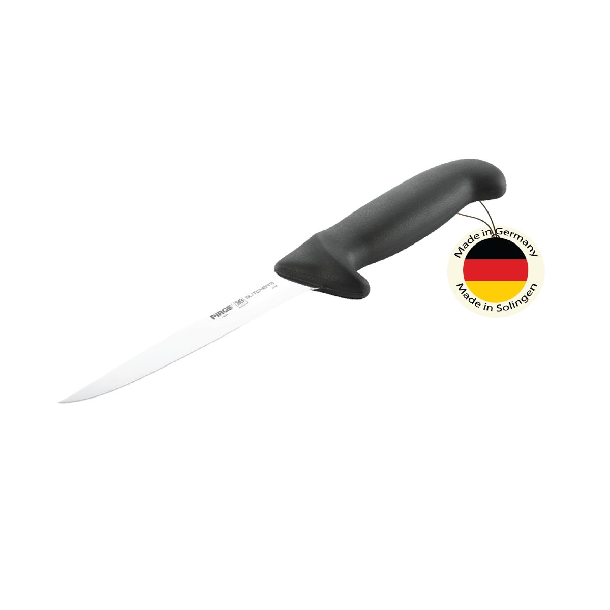 Pirge Butcher's Germany Sıyırma Bıçağı Kıvrık Sert 15 cm Siyah